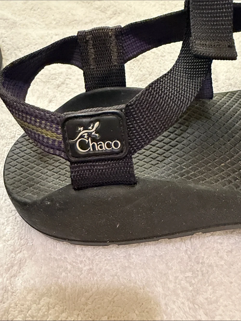 Chaco Black Sandals with Green Accent